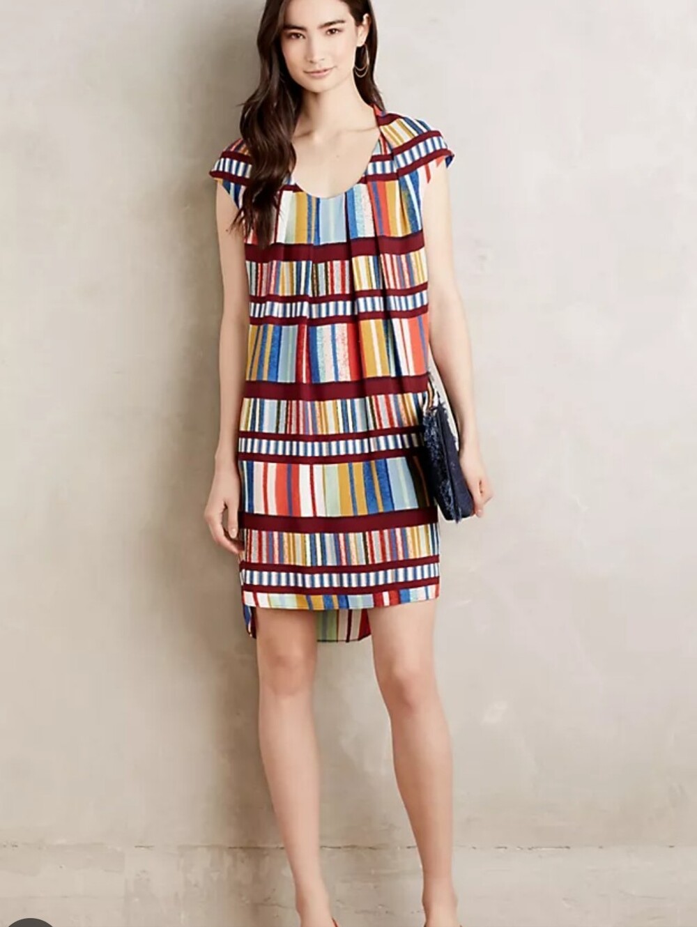 Anthropologie Maeve Au Revoir Shift Dress Sz 6 Red Motif Lightweight Resortwear